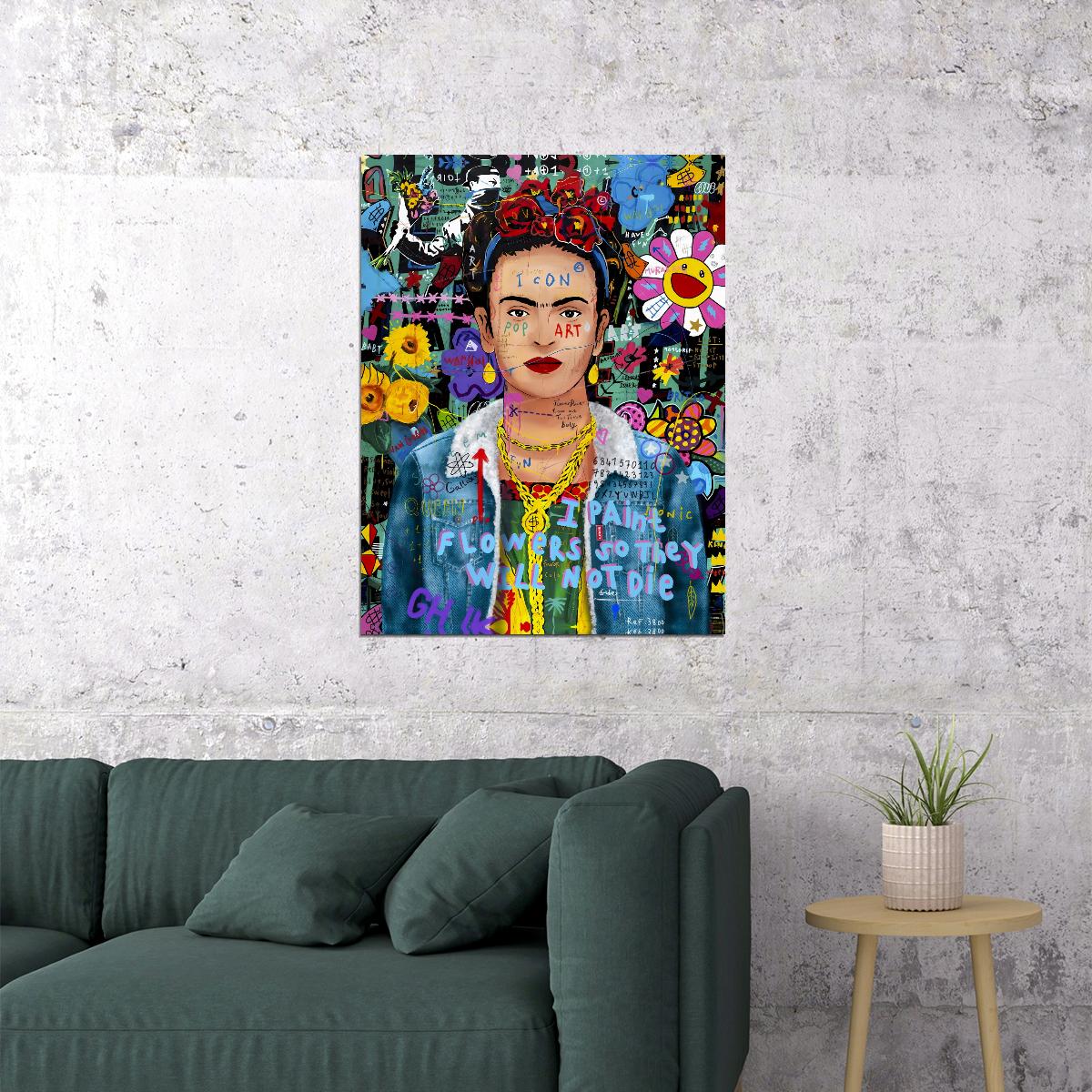 Vibrant Collage Flowers Graffiti Poster Pop Art Icon - xonomax