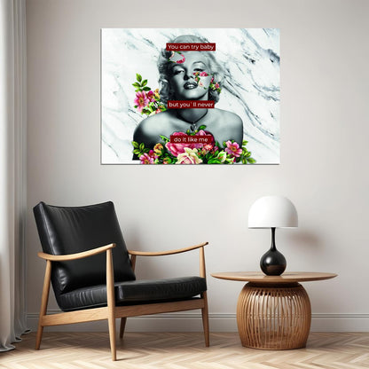 Merlin Monroe Poster Flowers Quote Icon Pop Art - xonomax