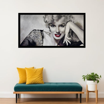 Merlin Monroe Poster Red Lips Painting Wall Art