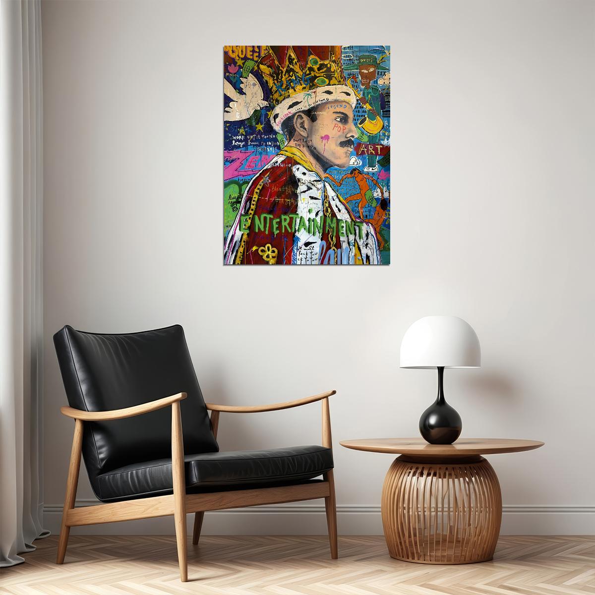 King Freddie Mercury Poster Legend Icon Queen Street Pop Graffiti Wall Art - xonomax