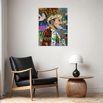 King Freddie Mercury Poster Legend Icon Queen Street Pop Graffiti Wall Art - xonomax