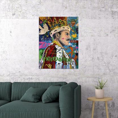 King Freddie Mercury Poster Legend Icon Queen Street Pop Graffiti Wall Art - xonomax