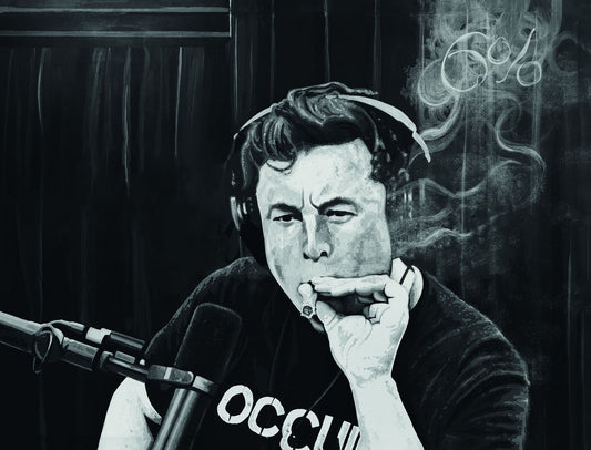 Elon Musk Smokes Weed On Joe Rogan's Podcast Poster