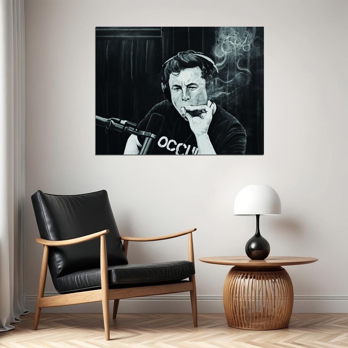 Elon Musk Smokes Weed On Joe Rogan's Podcast Poster - xonomax