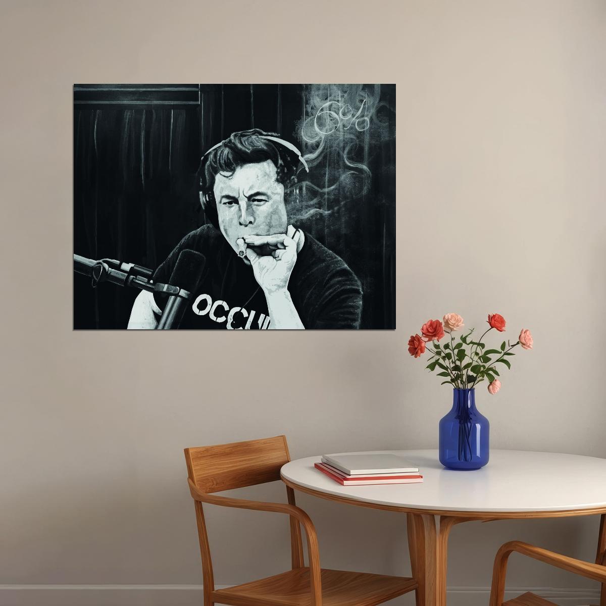 Elon Musk Smokes Weed On Joe Rogan's Podcast Poster - xonomax