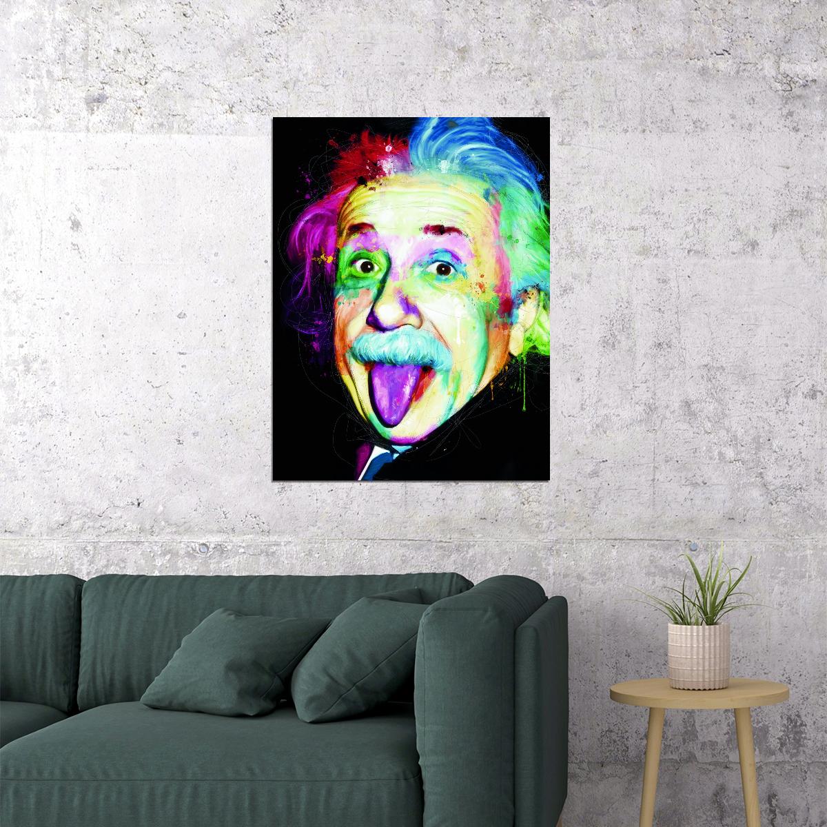 Colorful Iconic Portrait Albert Einstein Poster Pop Art