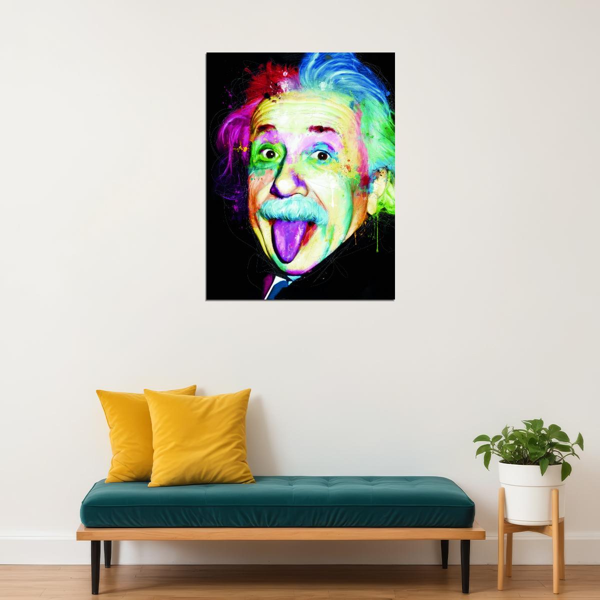 Colorful Iconic Portrait Albert Einstein Poster Pop Art