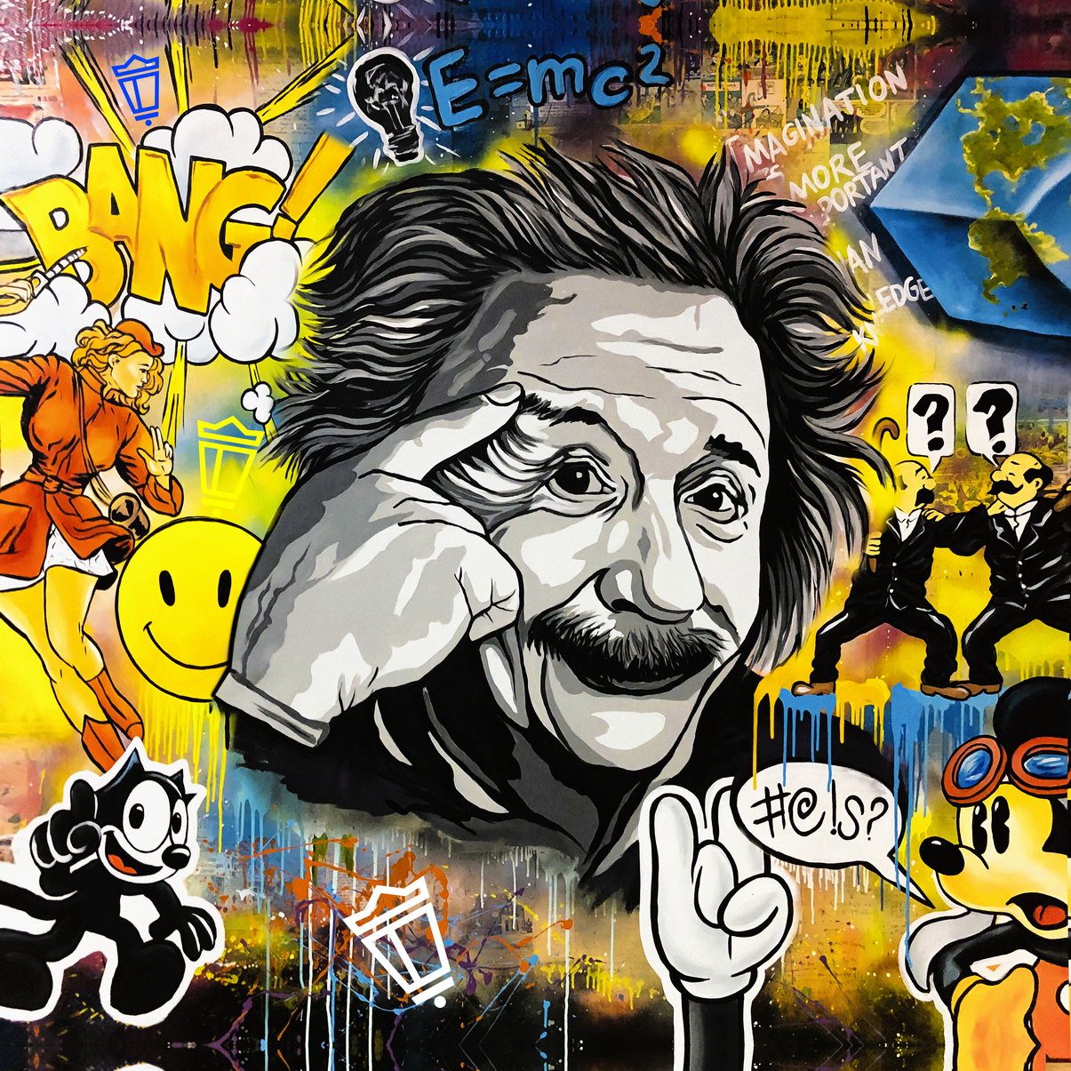 Colorful Portrait Albert Einstein Poster Street Graffiti Pop Art - xonomax