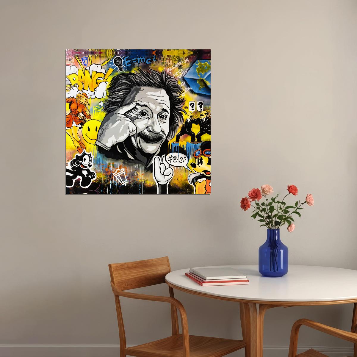 Colorful Portrait Albert Einstein Poster Street Graffiti Pop Art - xonomax