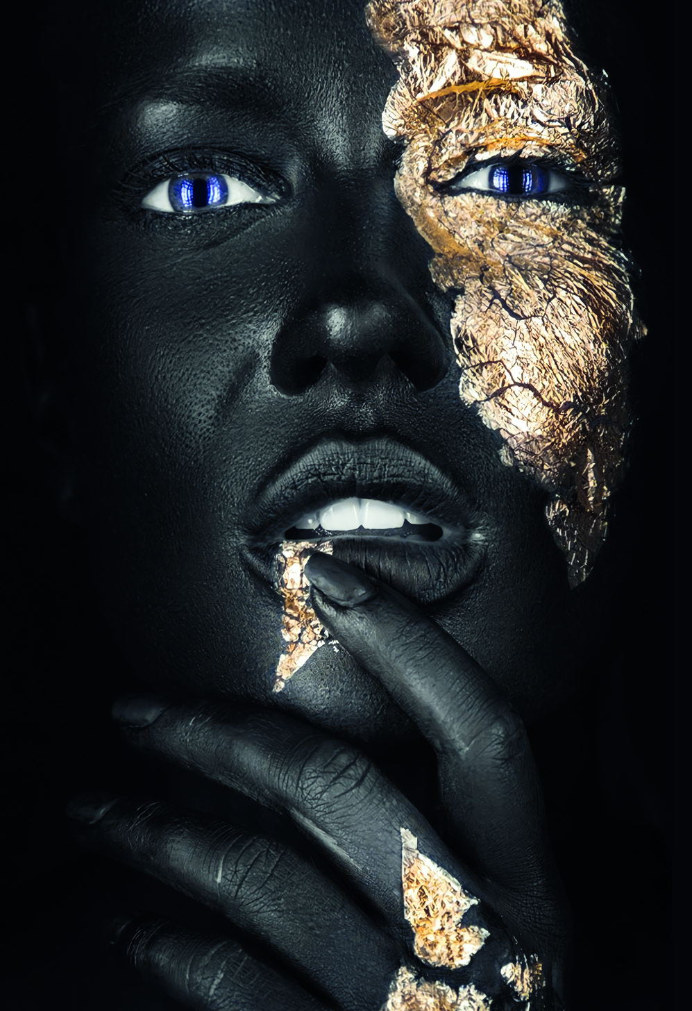 African Black Woman Posters With Hand Gold Foils Wall Art Print - xonomax