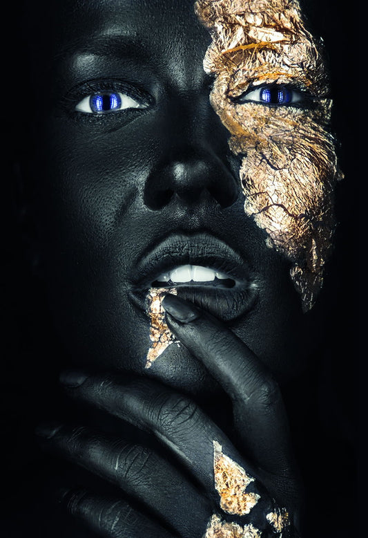 African Black Woman Posters With Hand Gold Foils Wall Art Print - xonomax