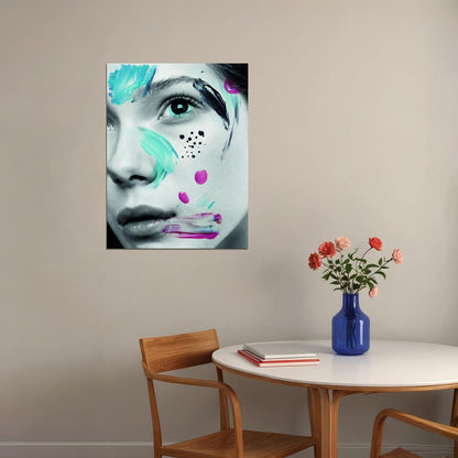 Women Colorful Poster Girl Makeup Art Painting Multicolor - xonomax