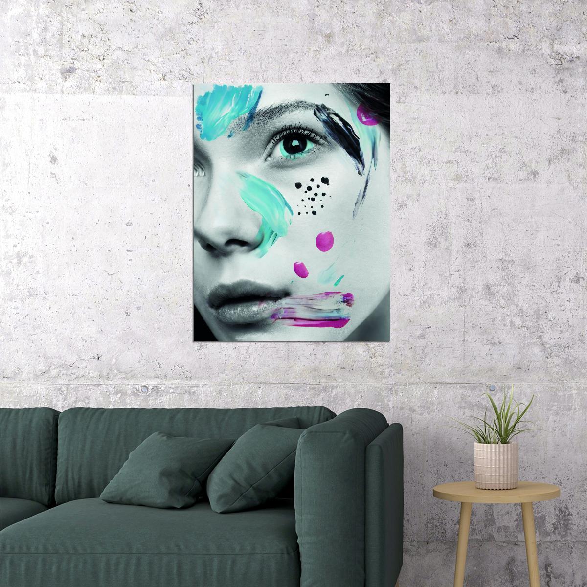 Women Colorful Poster Girl Makeup Art Painting Multicolor - xonomax