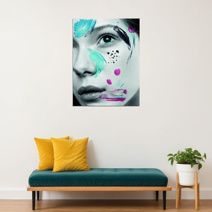 Women Colorful Poster Girl Makeup Art Painting Multicolor - xonomax