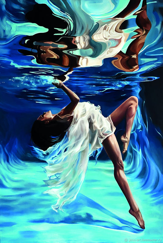 Oil Painting Interior Painting Reflection Of A Girl Under Water On Oil - xonomax