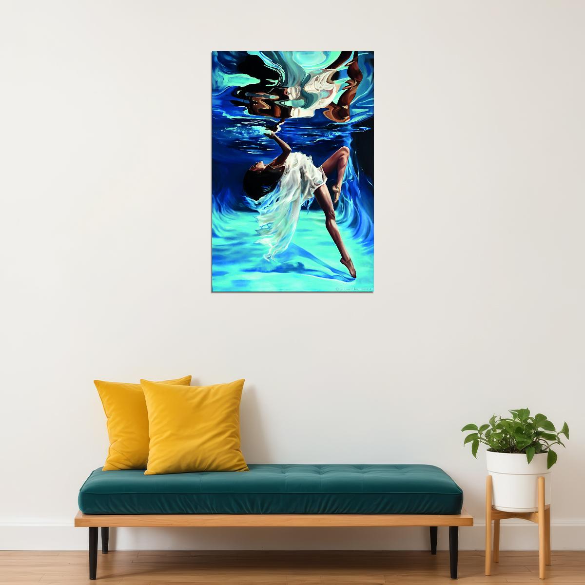 Oil Painting Interior Painting Reflection Of A Girl Under Water On Oil - xonomax