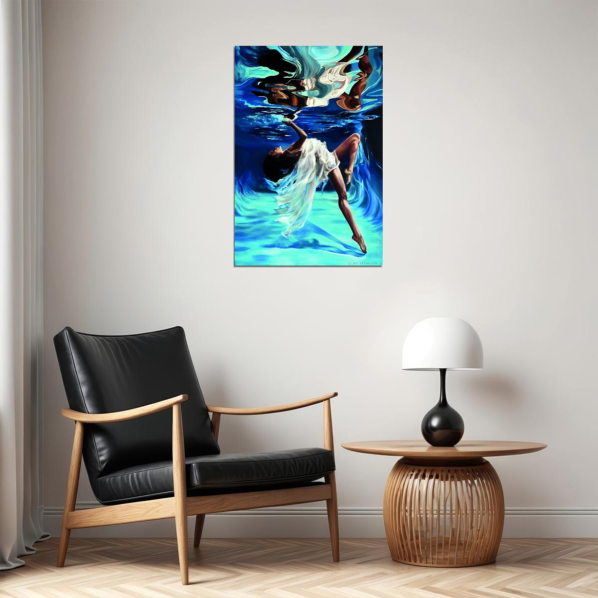 Oil Painting Interior Painting Reflection Of A Girl Under Water On Oil - xonomax