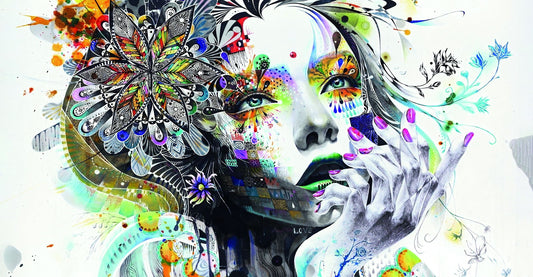 Abstraction Painting Girl Poster Flowers Hand Wall Art - xonomax