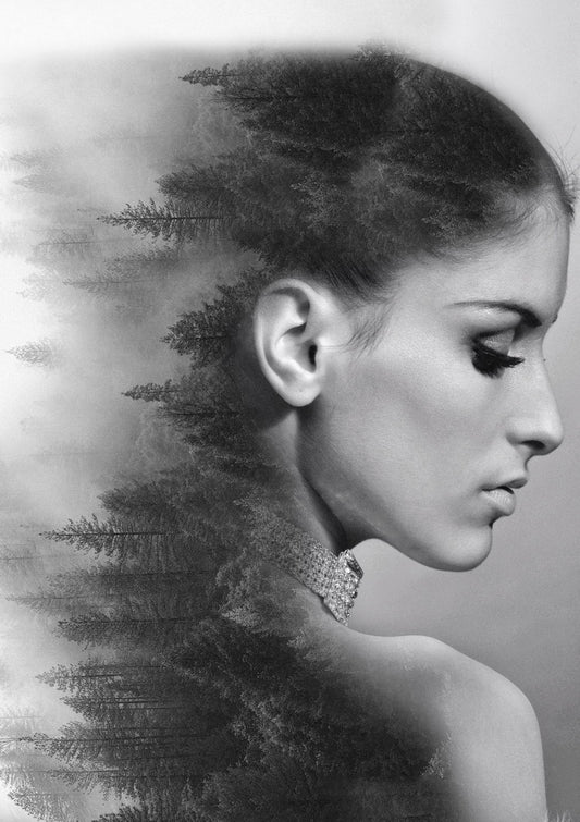 Black And White Girl Poster Diamond Painting Exquisite Embroidery Vertical Forest - xonomax