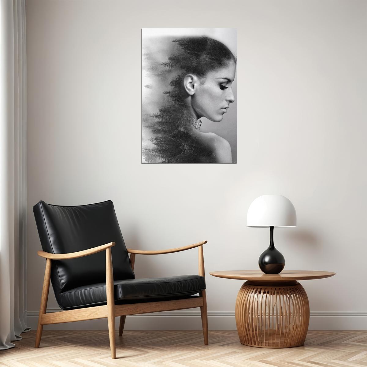 Black And White Girl Poster Diamond Painting Exquisite Embroidery Vertical Forest - xonomax