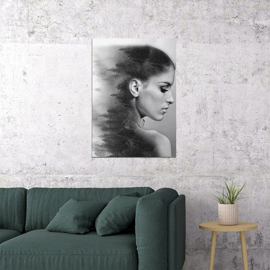 Black And White Girl Poster Diamond Painting Exquisite Embroidery Vertical Forest - xonomax