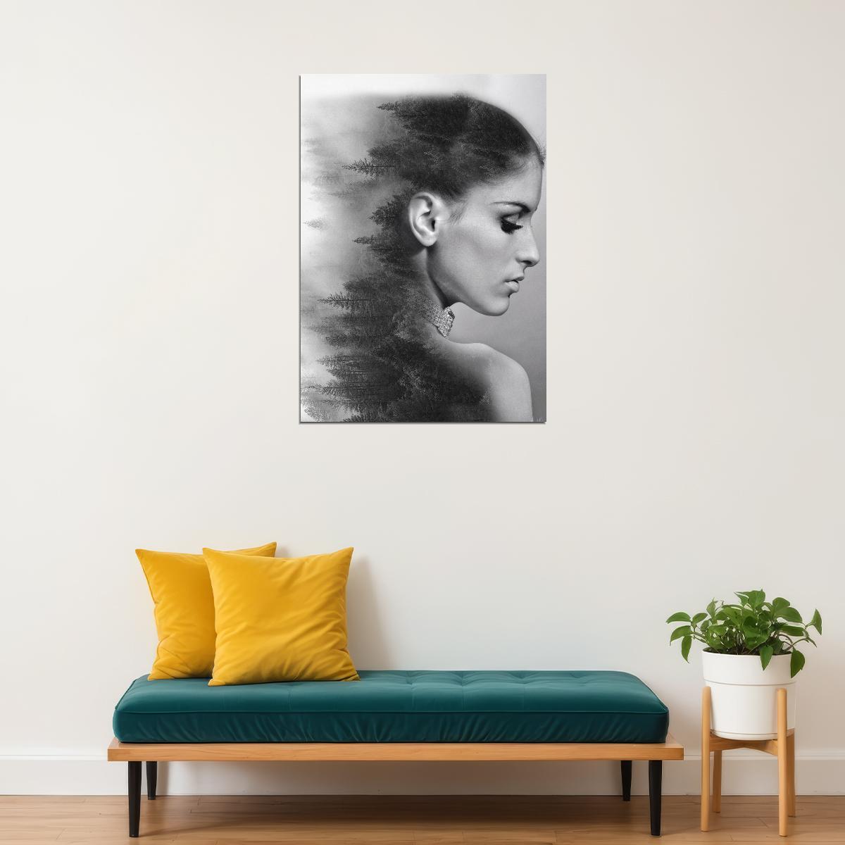 Black And White Girl Poster Diamond Painting Exquisite Embroidery Vertical Forest - xonomax