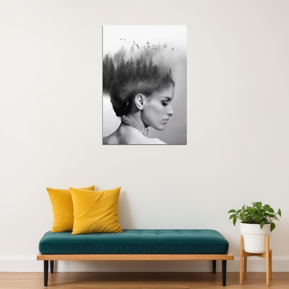 Black And White Girl Poster Diamond Painting Exquisite Embroidery Horizontal Forest - xonomax