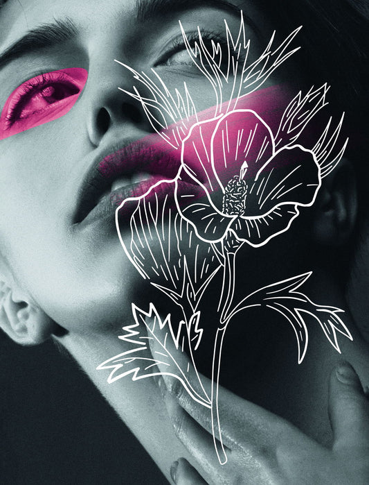 Diamond Painting Girl Poster Artwork White Flower Wall Art Modern Pink Woman Makeup - xonomax