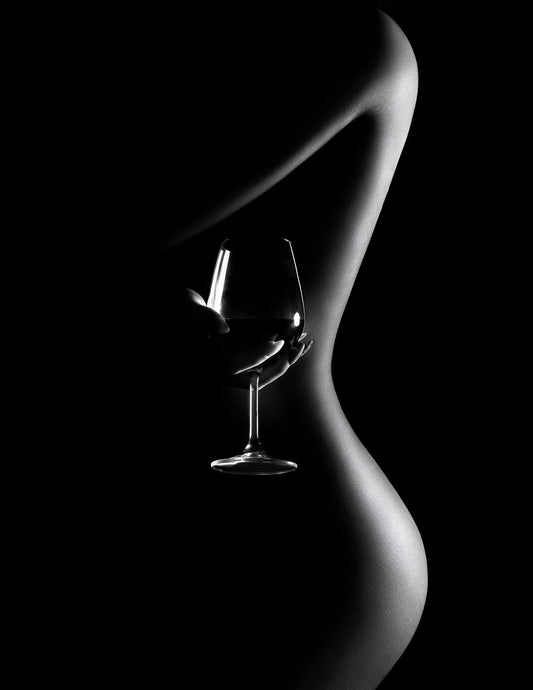Painting Dark Nude Girl Poster Sexy Woman Red Wine Glass Black White Style - xonomax