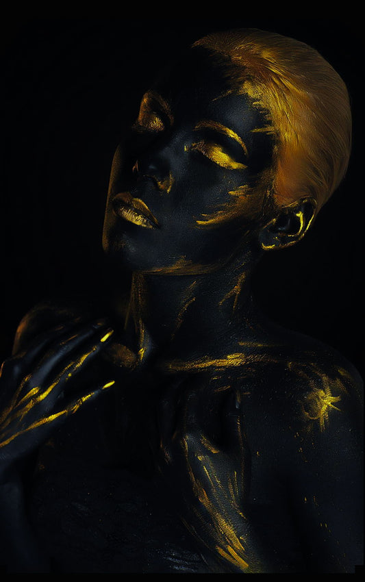 African Black Gold Female Poster Fashion Body Painting Wall Art Picture Print - xonomax