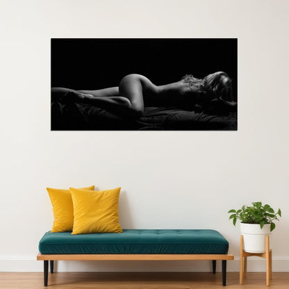 Sexy Nude Poster Sleeping Woman Painting Black and White Style Girl Wall Art - xonomax
