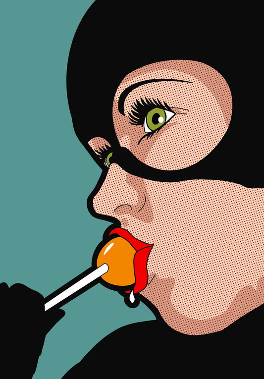 Cat Woman Pop Art Poster Comics Style Superhero Icon Pop Culture Girl Wall Art - xonomax