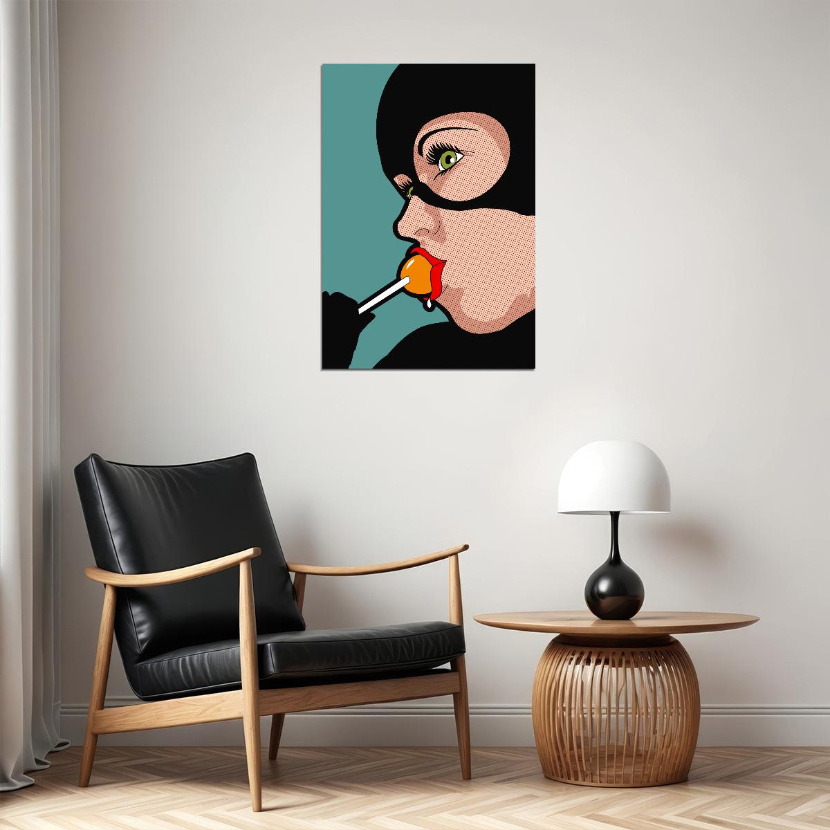 Cat Woman Pop Art Poster Comics Style Superhero Icon Pop Culture Girl Wall Art - xonomax