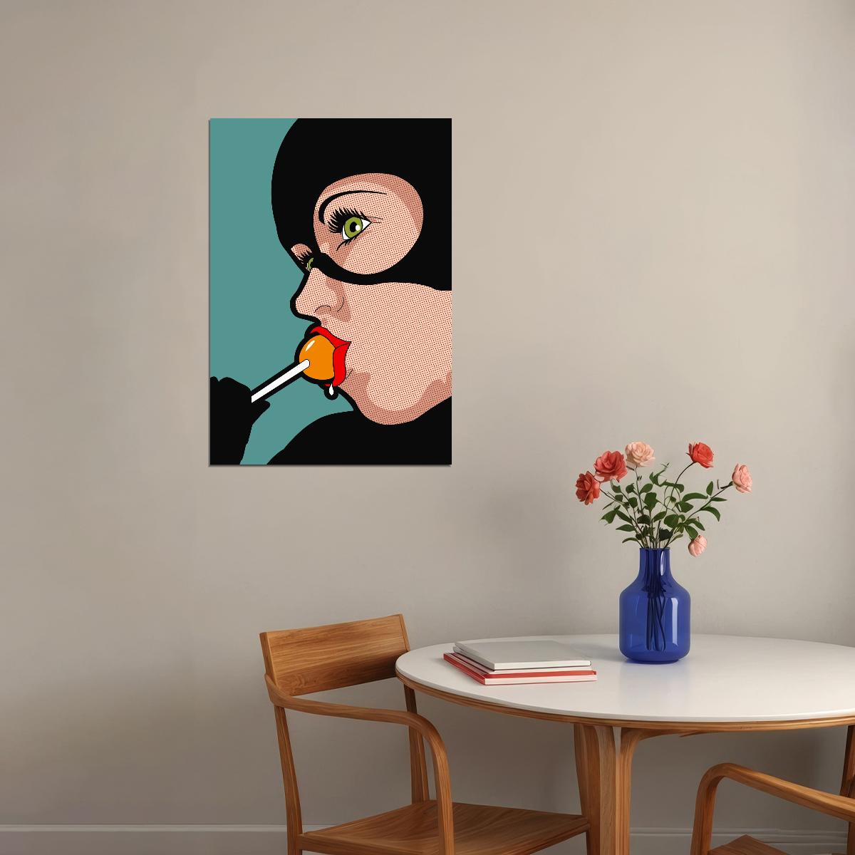 Cat Woman Pop Art Poster Comics Style Superhero Icon Pop Culture Girl Wall Art - xonomax