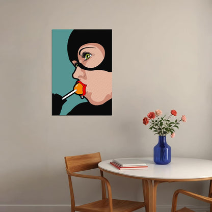 Cat Woman Pop Art Poster Comics Style Superhero Icon Pop Culture Girl Wall Art - xonomax