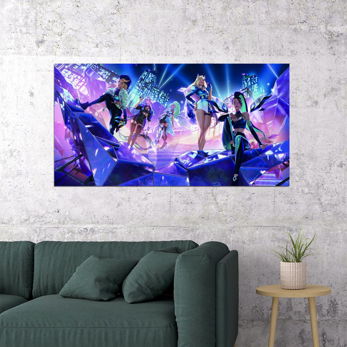 K/DA Virtual Girl Group Music Band LoL Game Poster League of Legends Wall Art