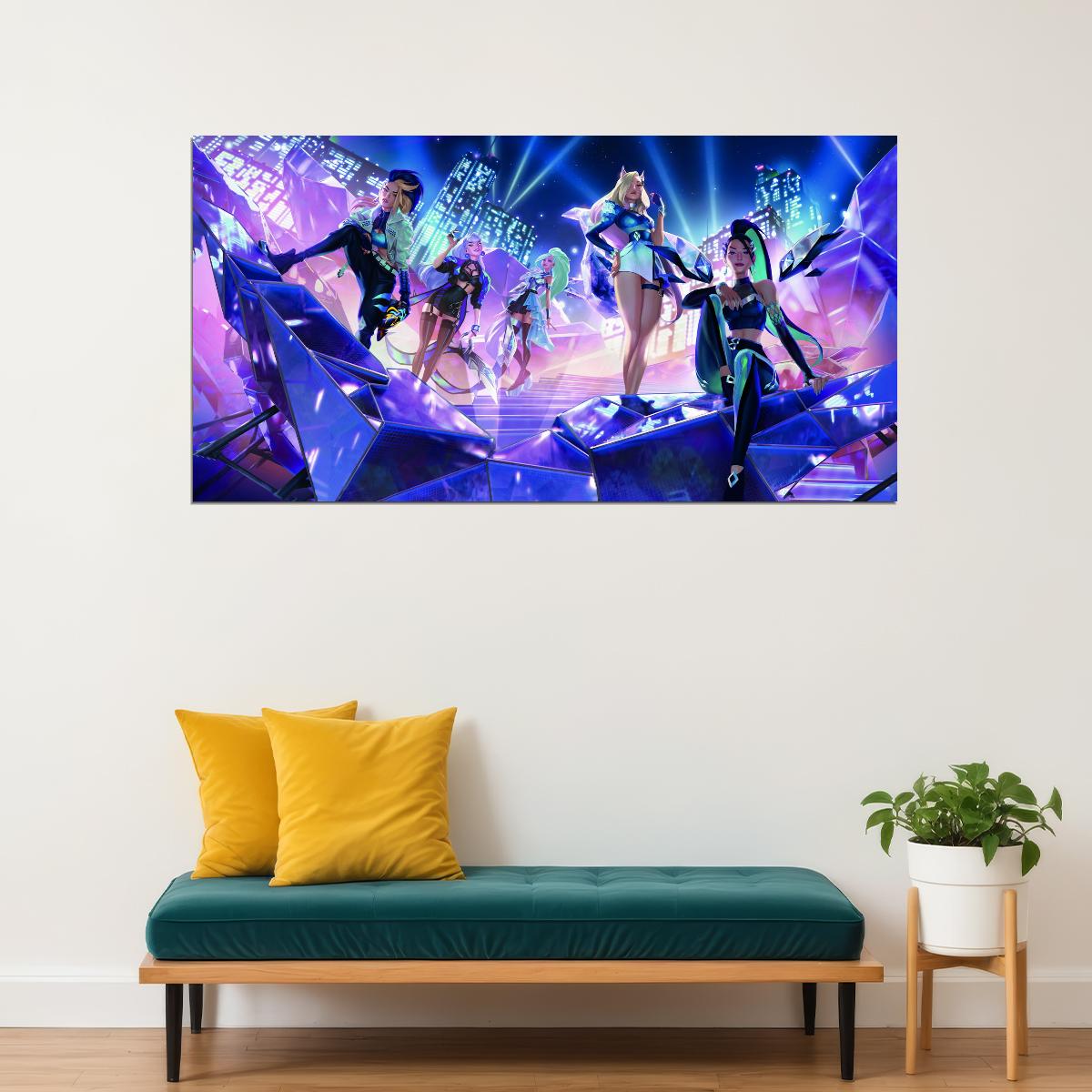 K/DA Virtual Girl Group Music Band LoL Game Poster League of Legends Wall Art