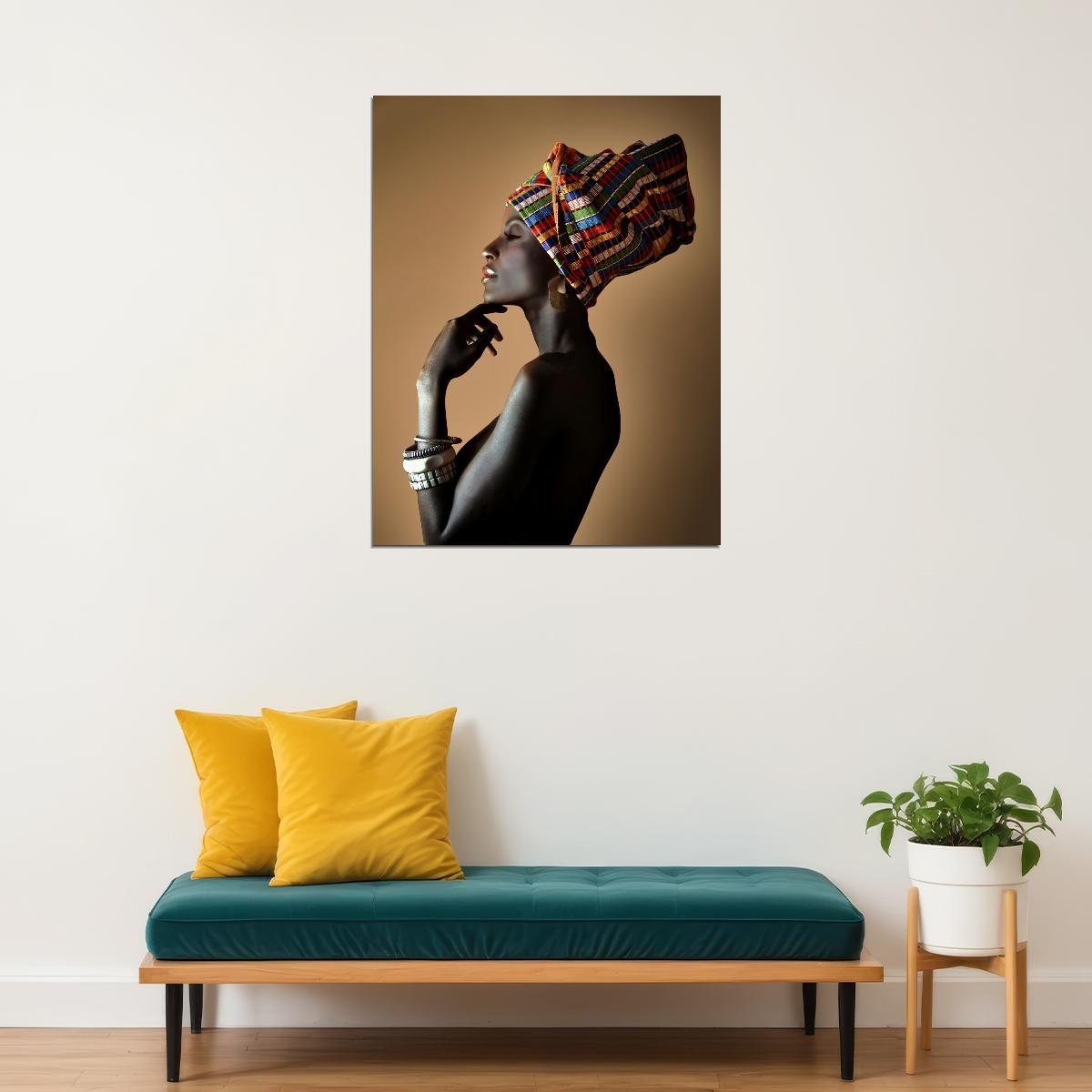 Sexy Nude African Style Woman Poster Girl With Beige Background Sexy Style Wall Art - xonomax