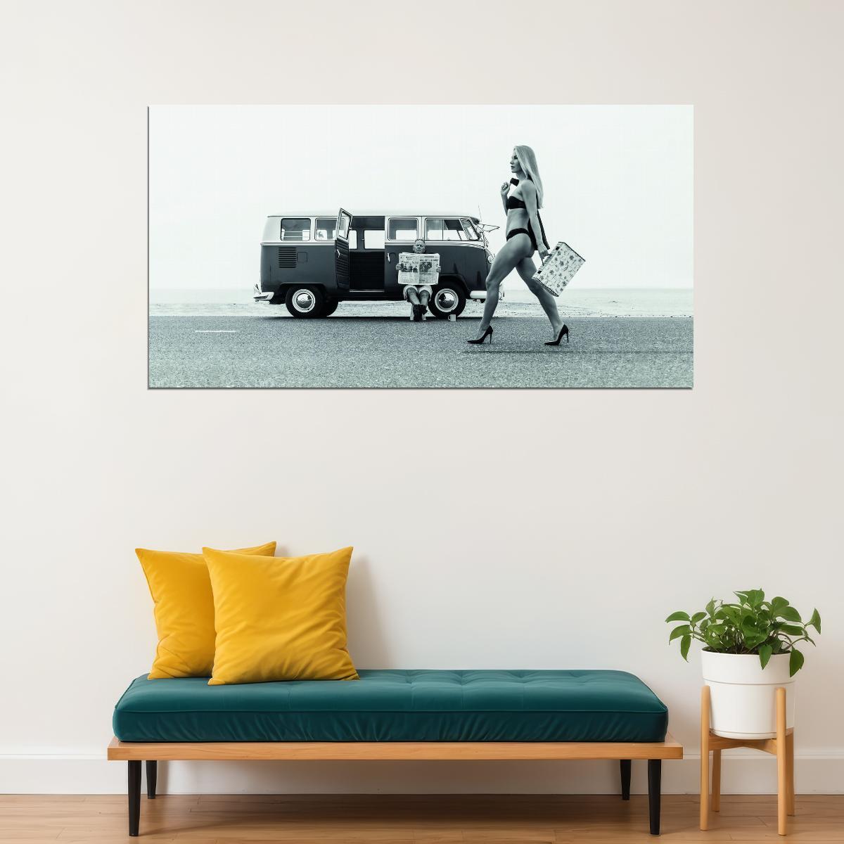 Walking Sexy Girl Poster Debbie Hatchett Woman Black and White Style - xonomax