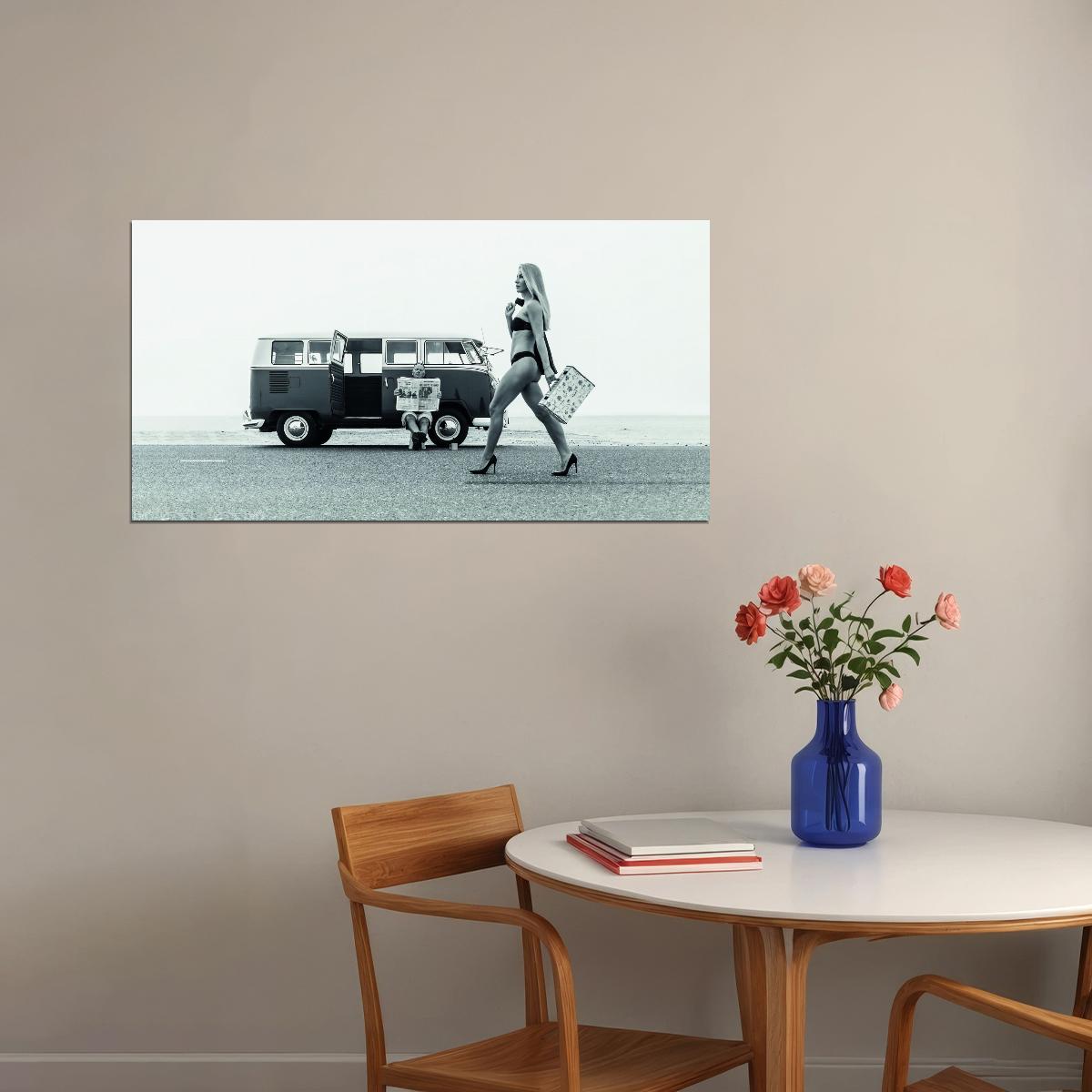 Walking Sexy Girl Poster Debbie Hatchett Woman Black and White Style - xonomax