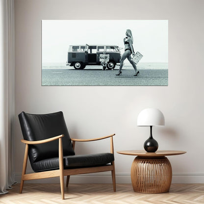 Walking Sexy Girl Poster Debbie Hatchett Woman Black and White Style - xonomax
