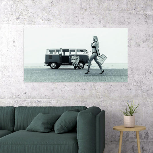 Walking Sexy Girl Poster Debbie Hatchett Woman Black and White Style - xonomax