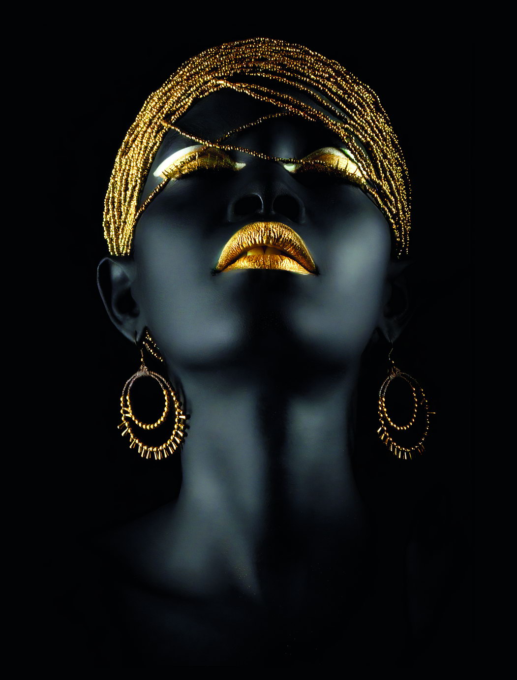 Black Woman Golden Headdress Poster African Style Painting Poster Print Girl Wall Art - xonomax