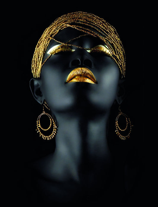 Black Woman Golden Headdress Poster African Style Painting Poster Print Girl Wall Art - xonomax