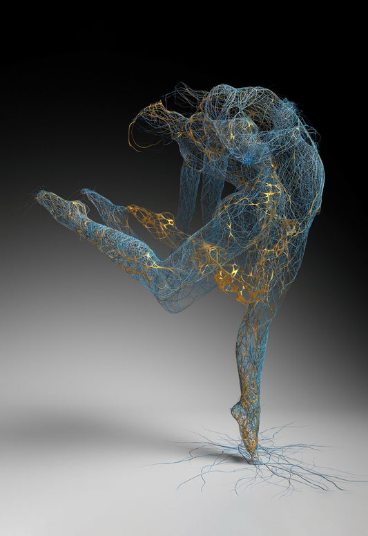 Abstract Dancing Girl Poster Artistic Painting With Gold Thread Artwork Wall Art - xonomax