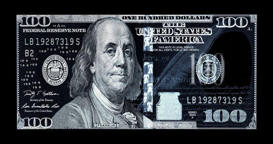 Just One Hundred Bucks Poster Benjamin Franklin Dollar Negative Style Wall Art - xonomax