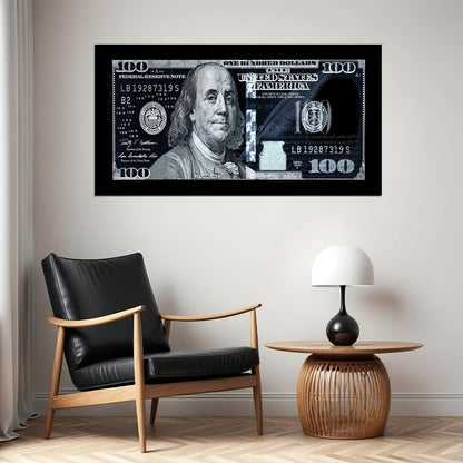 Just One Hundred Bucks Poster Benjamin Franklin Dollar Negative Style Wall Art - xonomax