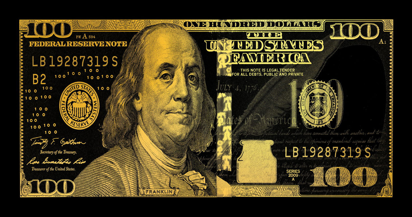 Just One Hundred Bucks Poster Benjamin Franklin Dollar Yellow Style Wall Art - xonomax