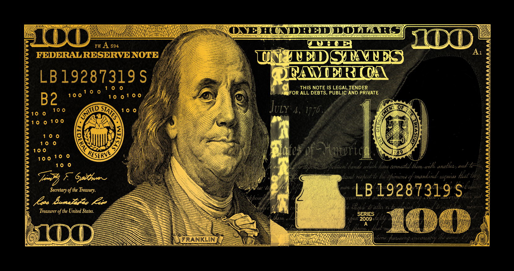 Just One Hundred Bucks Poster Benjamin Franklin Dollar Yellow Style Wall Art - xonomax