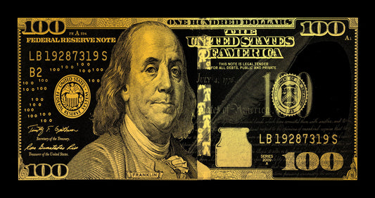Just One Hundred Bucks Poster Benjamin Franklin Dollar Yellow Style Wall Art - xonomax